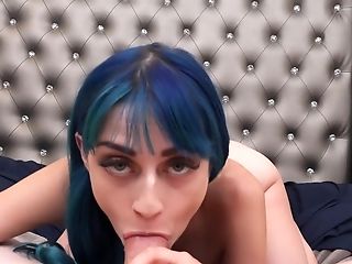 Blue Haired Big-boobed Teenage Is Open For Fresh Practices