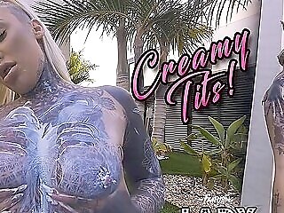 Lauren Brock - Creamy Tits - Alt Female With Tattoos Solo Striptease