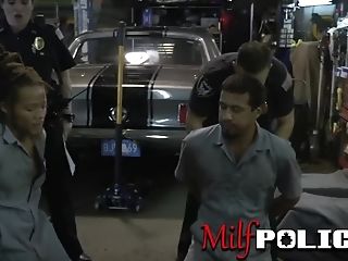 Gorgeous Mummy Cops Arrest And Fuck Mechanic Shop Possessor
