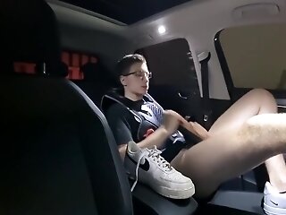 Youthfull Nubile Fucks With His Footwear In The Car And Has Joy