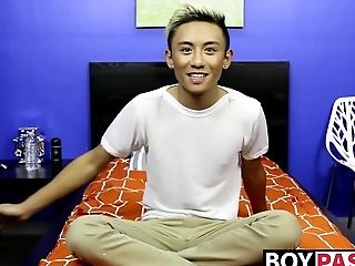 Adorable Blonde Asian Lad Ty Neiman Strokes Off His Woo
