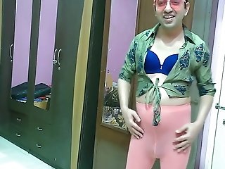 Ultra-cute Feminized Male Crossdresser Pmb In Pantyhose, Crop Tee-shirt & Brassiere
