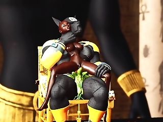 Anubis Fucks A Hot Black Dame In The Temple