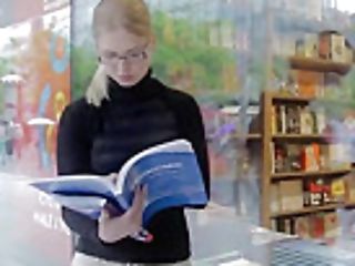 Nerdy Nubile Can't Concentrate On Reading Because She Is Horny